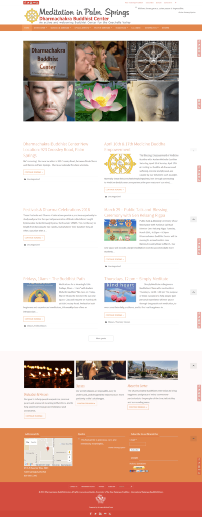 Meditation in Palm Springs full-page website screenshot designed by KSL Graphics