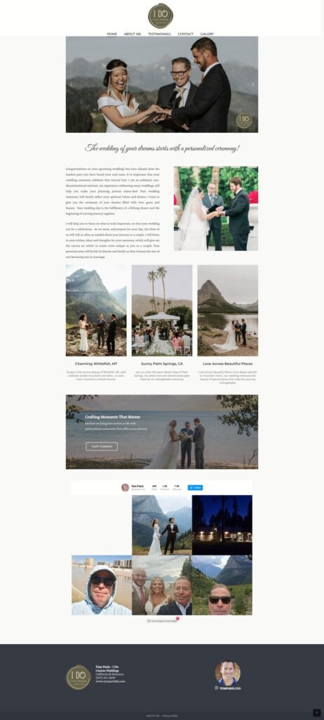 Tom Paris I Do wedding officiant website designed by KSL Graphics