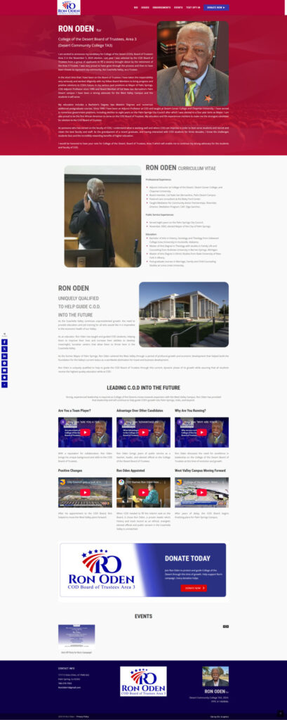 screen capture of the website for Ron Oden