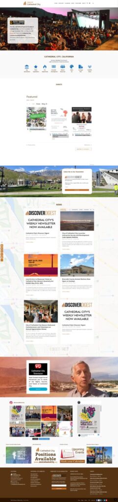 Discover Cathedral City tourism website full-page screenshot designed by KSL Graphics